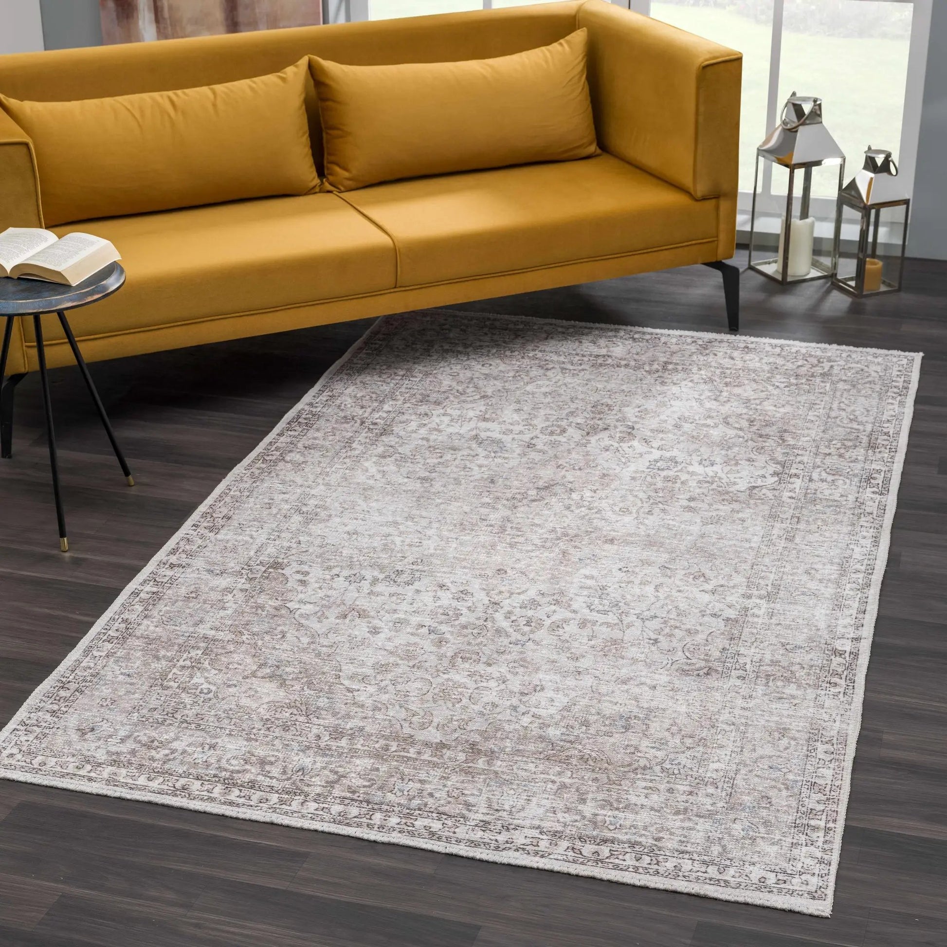 Cream Holi-2301 Washable Area Rug from PriceLows™