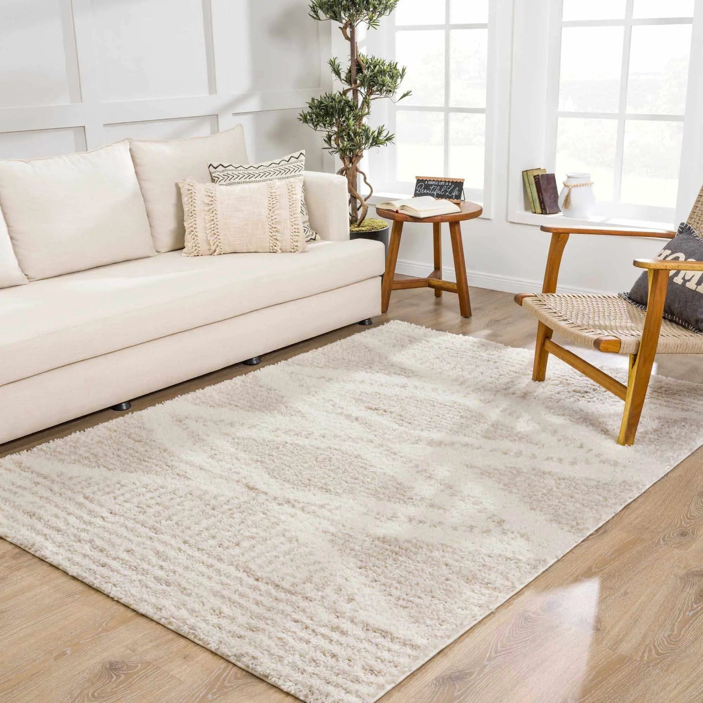 Trunding Plush Area Rug in Light Beige from PriceLows™