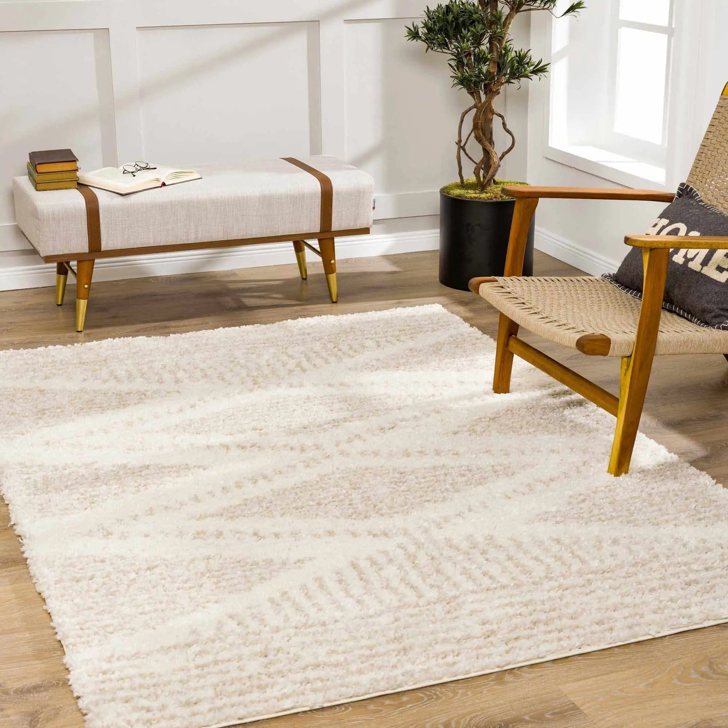 Trunding Plush Area Rug in Light Beige from PriceLows™
