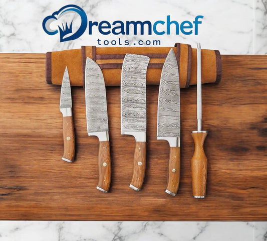 Damascus Chef Knife Set 13" Handmade Professional Kitchen Knife with Rosewood | 13 Inch | Damascus Steel | Kitchen Knives Set