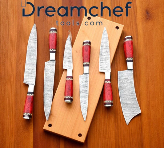Damascus Knife Set 13” Handmade Chef Knife for Fall Cooking with Resin or Pakkawood | 8 Inch | Damascus Steel | Kitchen Knives Set