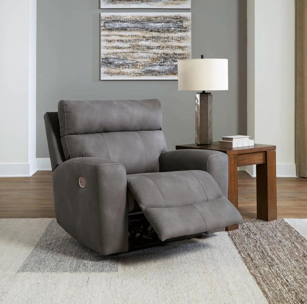 Dark Brown Faux Leather Wall Hugger Power Recliner Headrest from PriceLows™