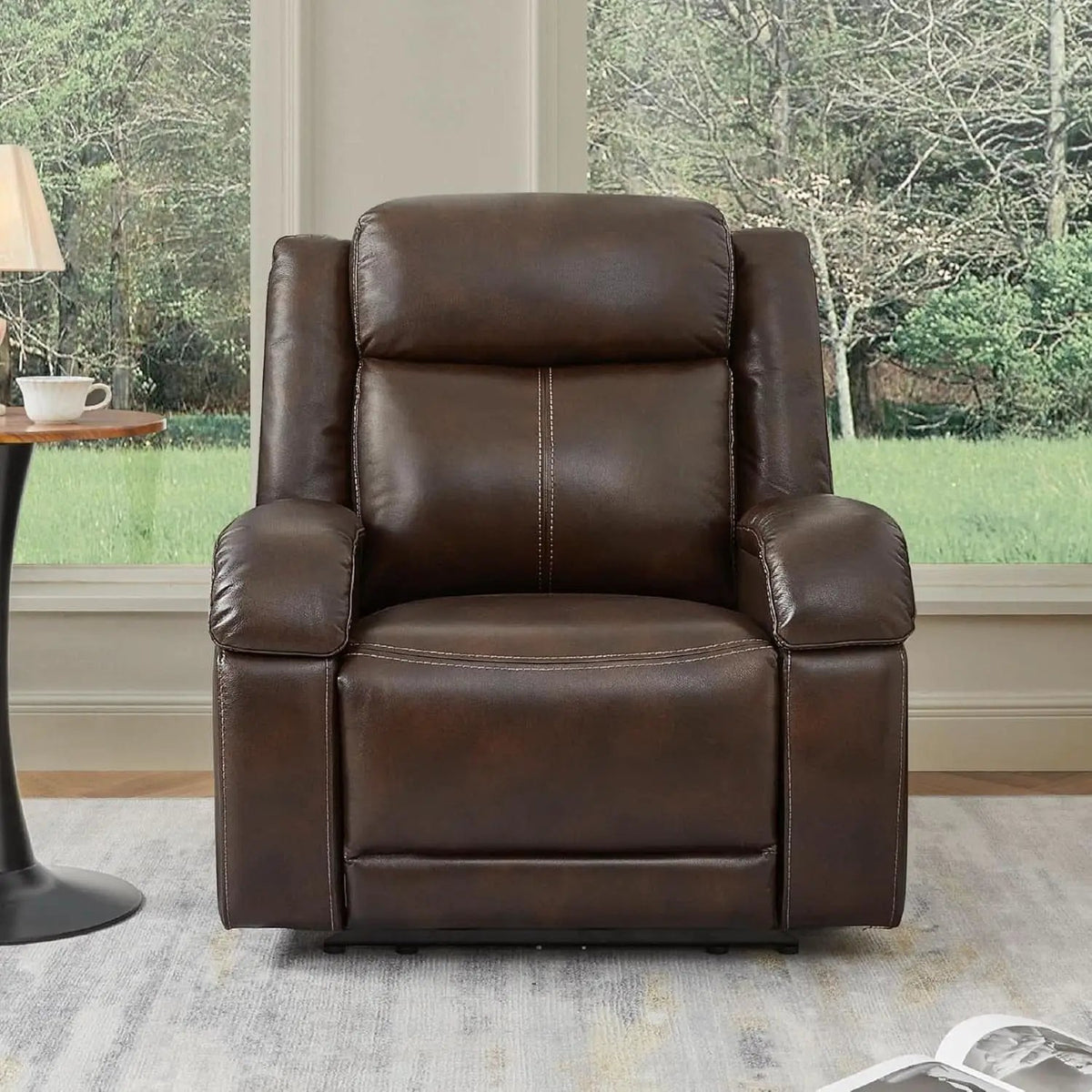 Dark Brown Leather Power Recliner Chair With Power Headrest from PriceLows™
