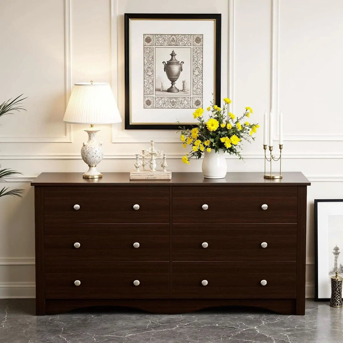 Dark Brown SolidWood Dresser Featuring Ample Storage from PriceLows™