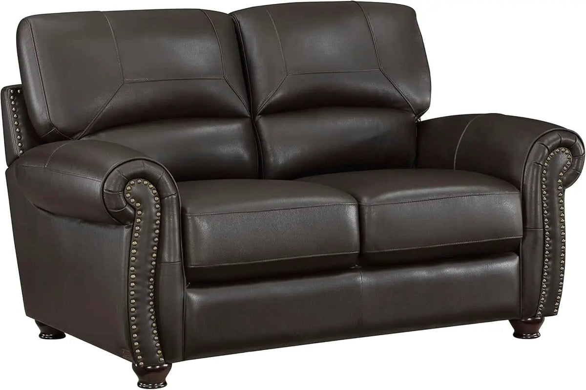 Dark Brown Top Grain Leather Sofa Set With Loveseat from PriceLows™