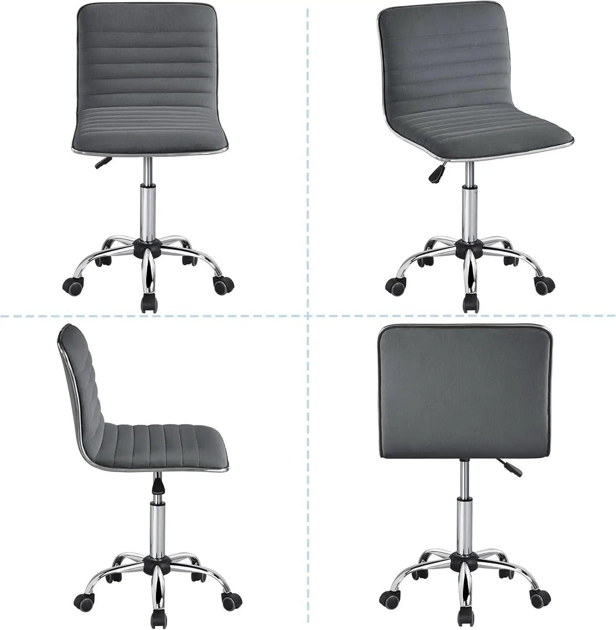Dark Gray Velvet Armless Swivel Chair Height Adjustable from PriceLows™
