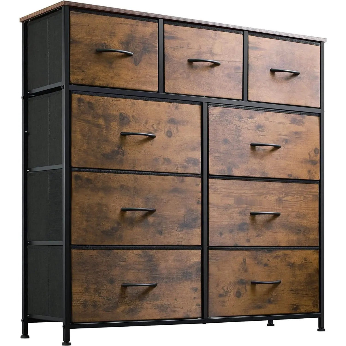 Dark Grey Chest Of Drawers With Wood Top For Bedroom Storage from PriceLows™