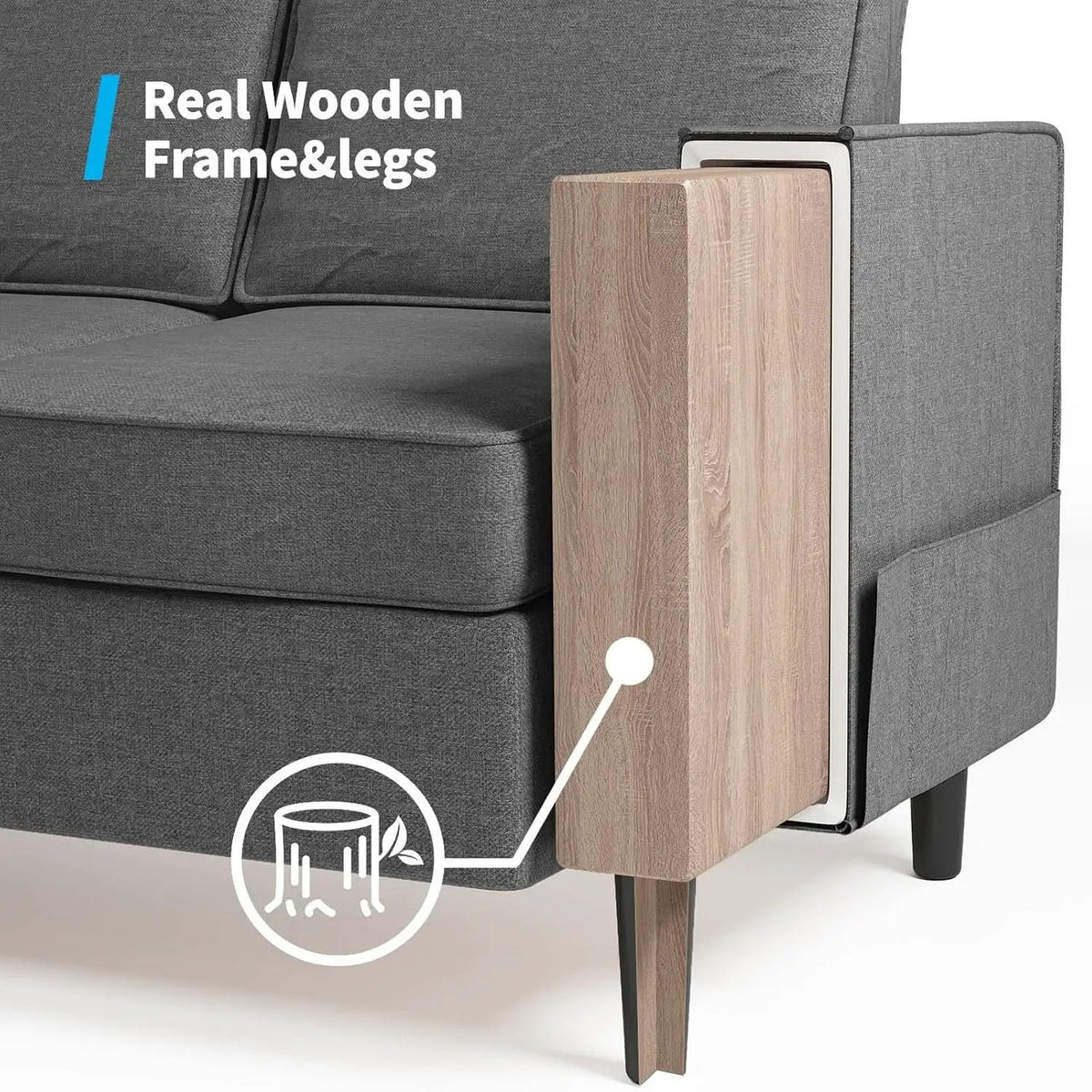 Dark Grey Convertible Sectional Sofa With Storage Ottoman from PriceLows™