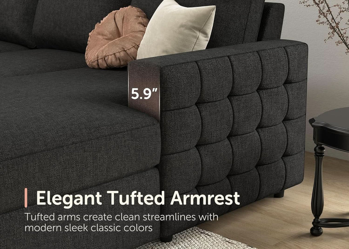 Dark Grey Sectional Sleeper Sofa With Pull Out Bed from PriceLows™