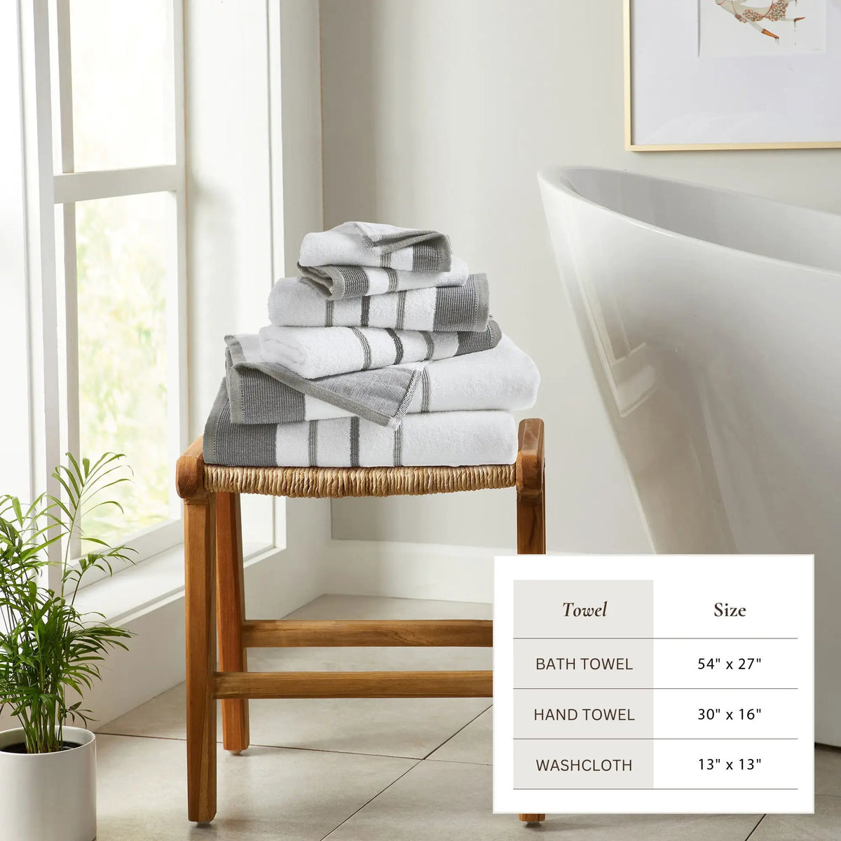 Decorative Cotton Stripe Bath Towel Set - Noelle Collection from PriceLows™