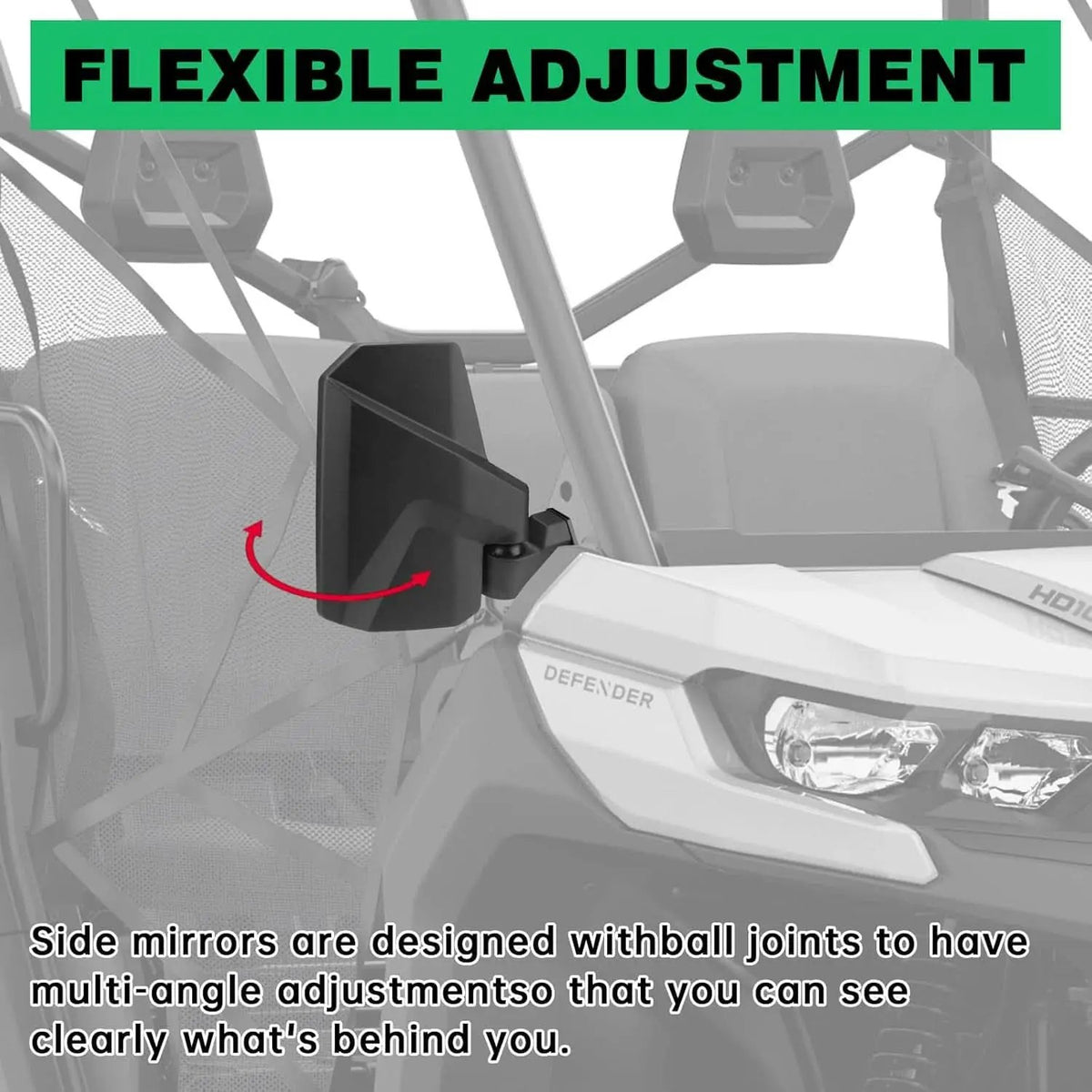 Defender Side Mirrors With Spring Back For Can Am Defender from PriceLows™