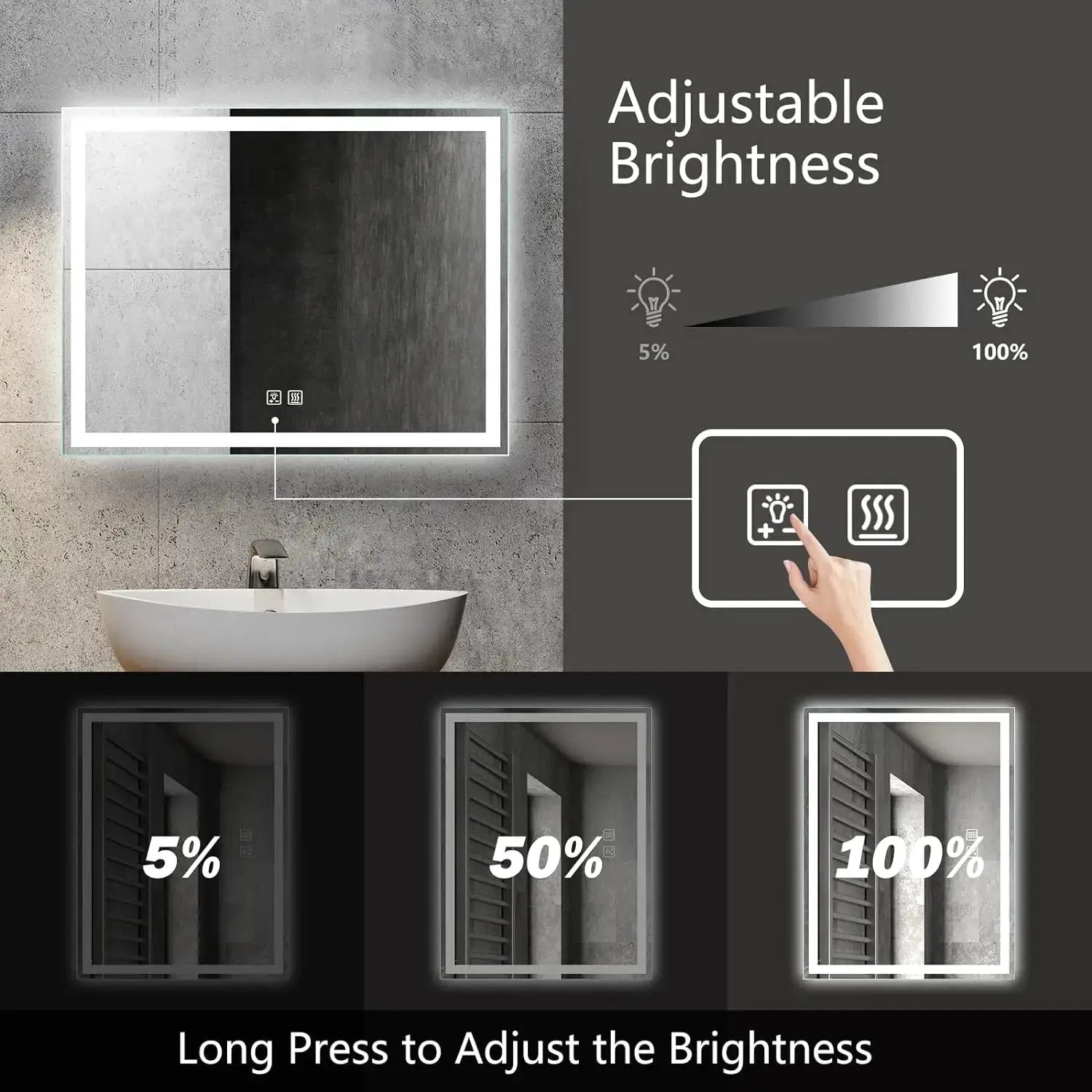 Deluxe Center Glow LED Bathroom Mirror from PriceLows™