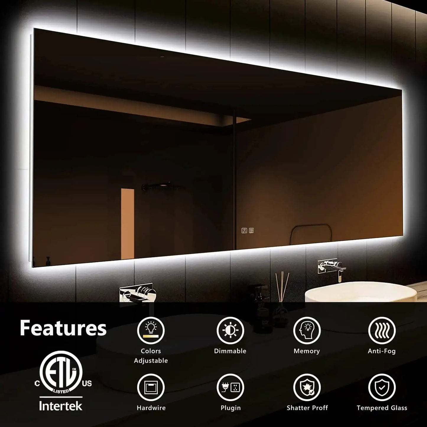 Deluxe Sleek Backlit LED Bathroom Mirror from PriceLows™
