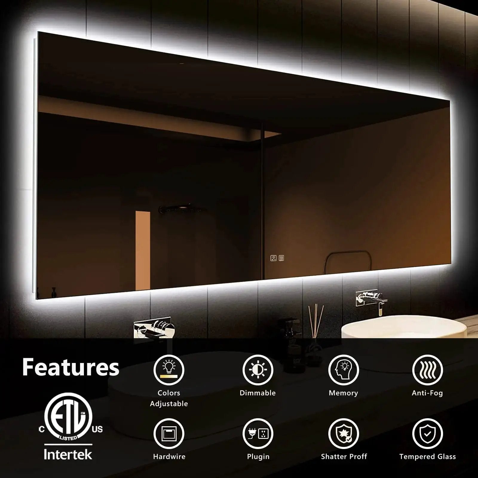 Deluxe Sleek Backlit LED Bathroom Mirror from PriceLows™