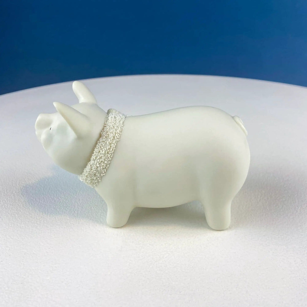 Lucky Smiling Pig Figurine by Snow Babies and Department 56 | Cute White Porcelain Piglet Wearing Scarf | Holiday Decor | Collectors & Hosts