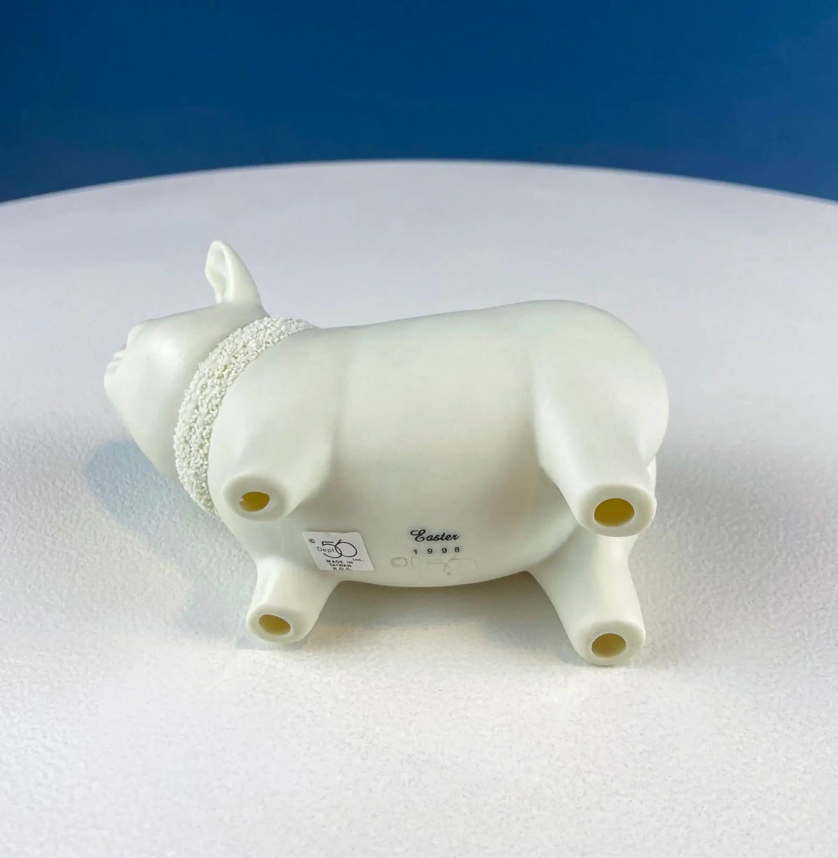 Lucky Smiling Pig Figurine by Snow Babies and Department 56 | Cute White Porcelain Piglet Wearing Scarf | Holiday Decor | Collectors & Hosts
