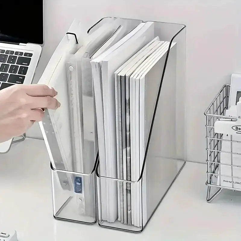 Desk Folder Holder Transparent PET Folder Storage Bin Paper Tray Organizer from PriceLows™