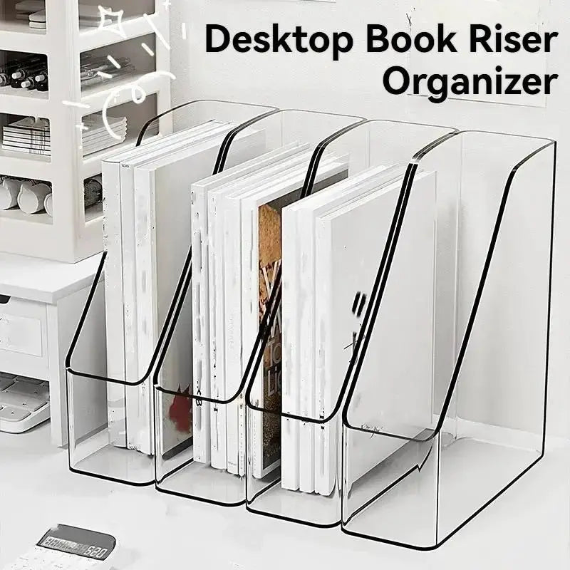 Desk Folder Holder Transparent PET Vertical File Folder Storage Bin Paper Tray Organizer Book Magazines Holder For Home Office from PriceLows™