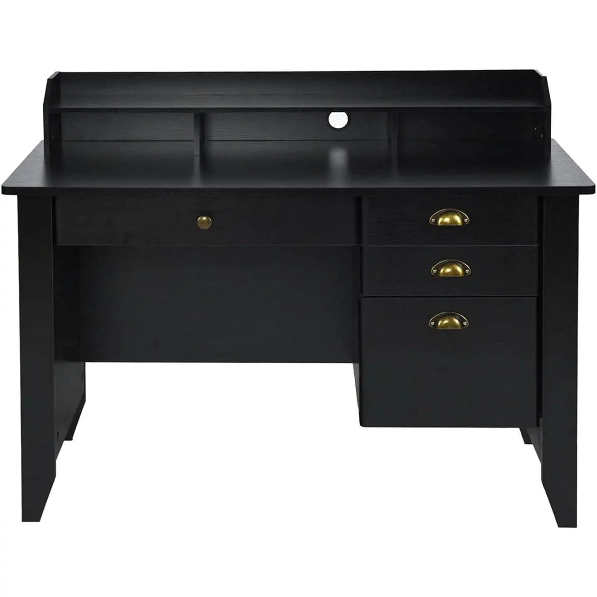 Matte Black Desk With Drawers And Hutch For Home Office from PriceLows™