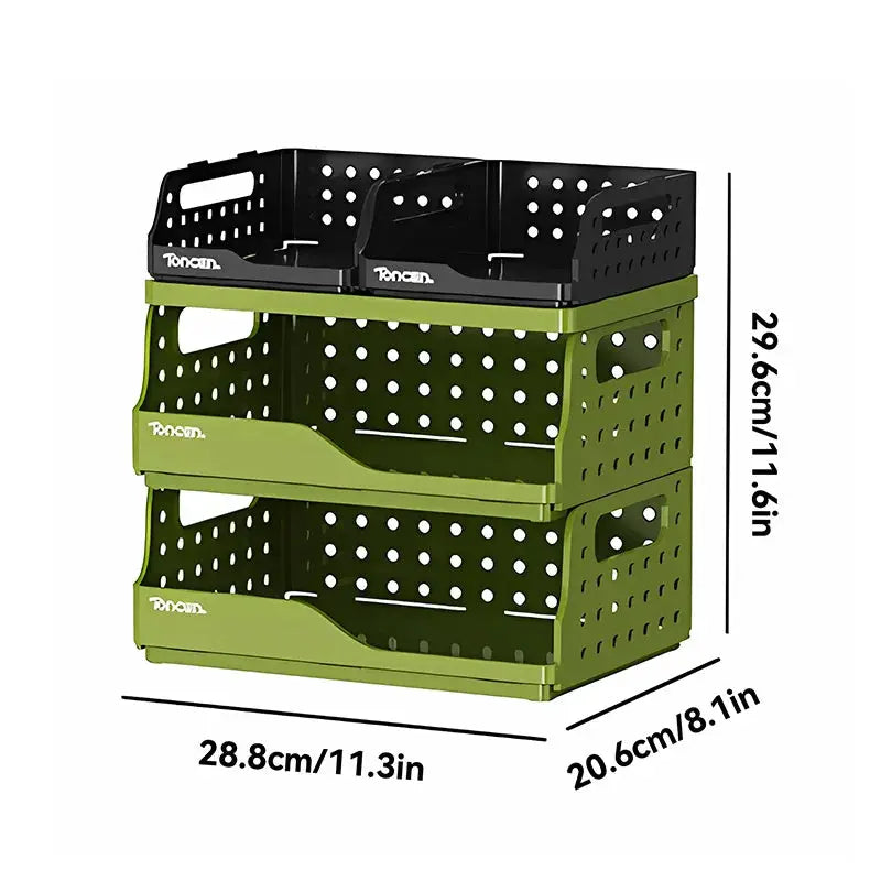 Stylish & Sturdy 3-Tier Desk Organizer with 2 Large + 2 Small Compartments – Stackable Office Storage Box from PriceLows™
