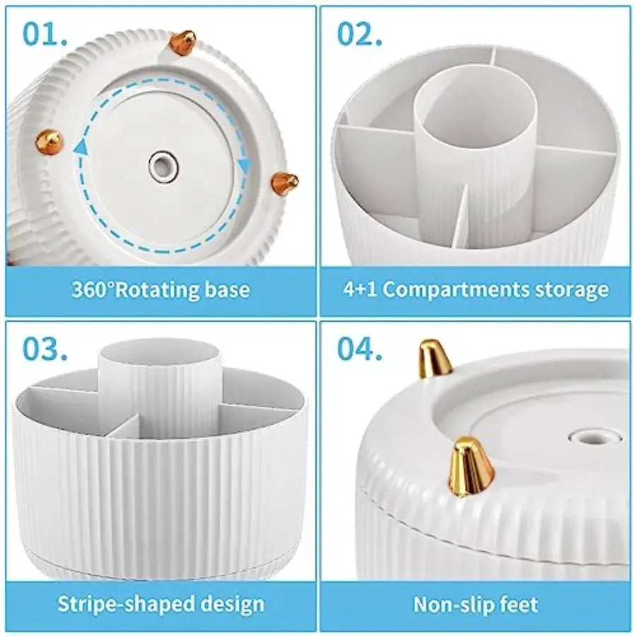 Desk Organizer, 360-Degree Rotating Pen Holder, Desk Organizers and Accessories with 5 Compartments Pencil Holder, Art Supply S from PriceLows™