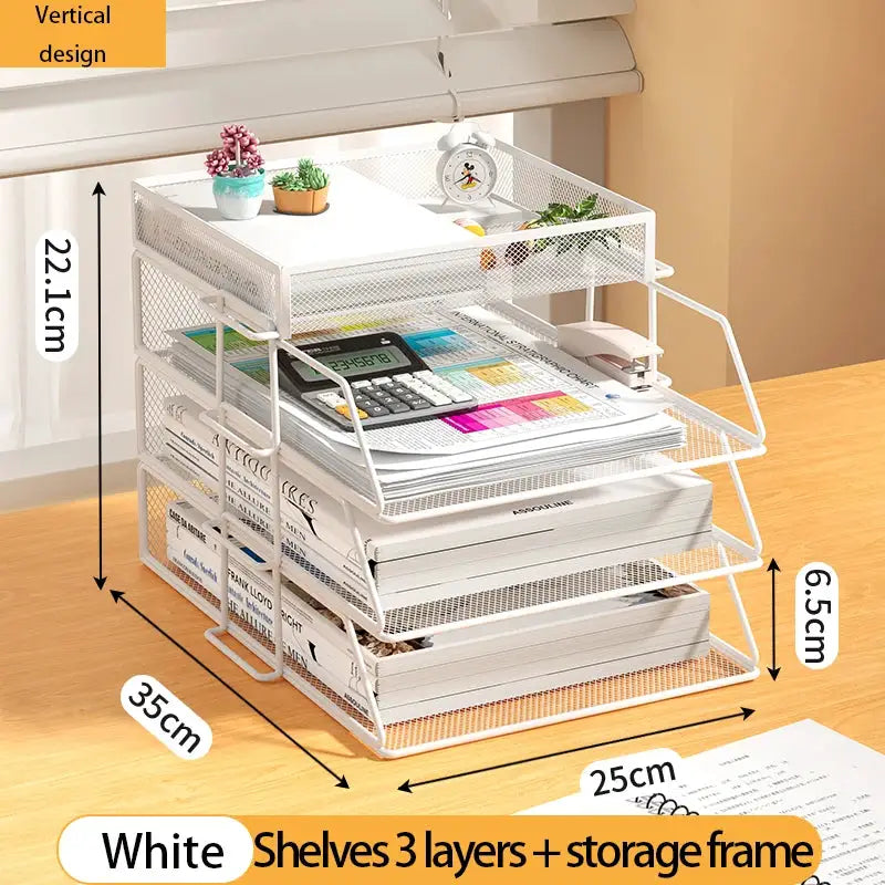 4 Tier Pack Stackable Tray Office Desk Organizer File and Desktop Holder for Paper Letter Accessories Black Discount Pack from PriceLows™