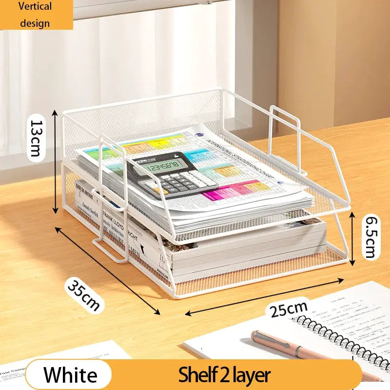 4 Tier Pack Stackable Tray Office Desk Organizer File and Desktop Holder for Paper Letter Accessories Black Discount Pack from PriceLows™