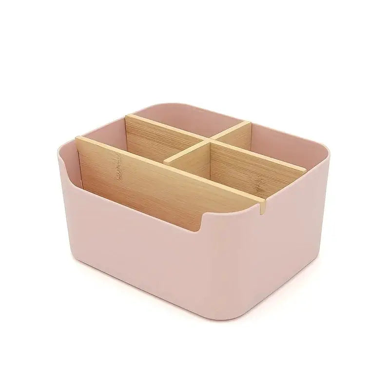 Multifunctional Bamboo Desk Organizer 5 Compartments Wooden Pen Holder Makeup Storage Box for Home Office Supplies from PriceLows™