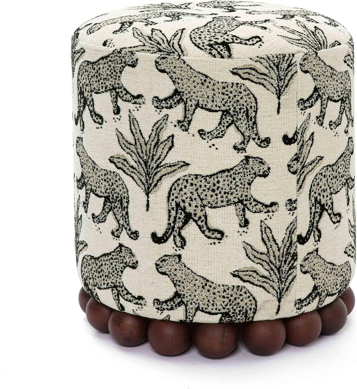Dex Taupe Leopard Jacquard Ottoman Fully Assembled from PriceLows™