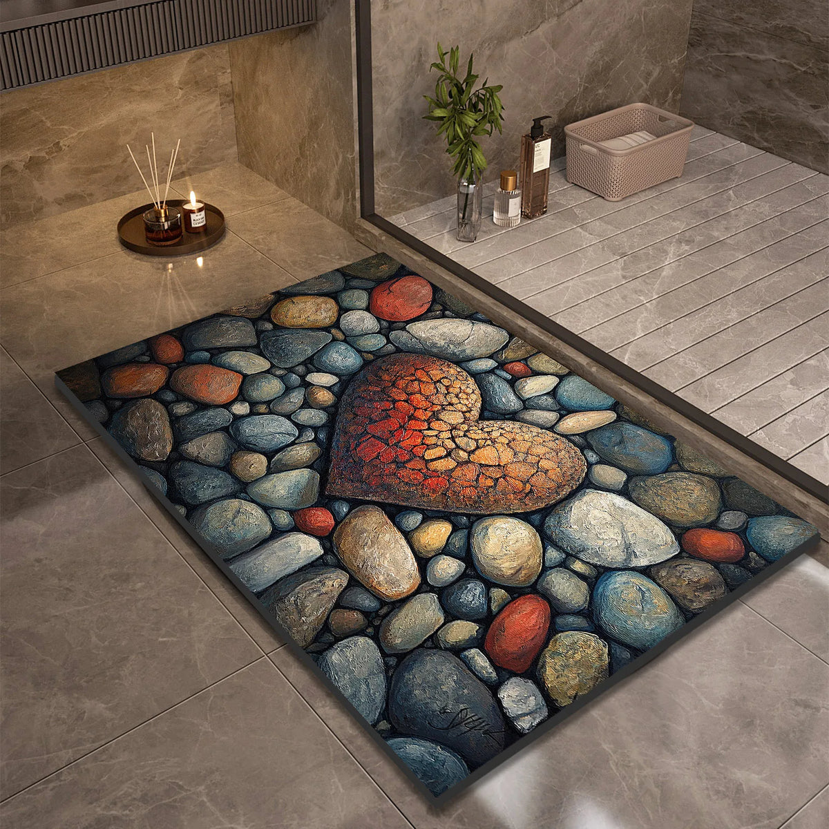 Stone Design Diatomite Bath Mat Bathroom Non-slip Shower Foot Mats Absorbent Quick Dry Toilet Rugs Carpet Doormat Washable from PriceLows™