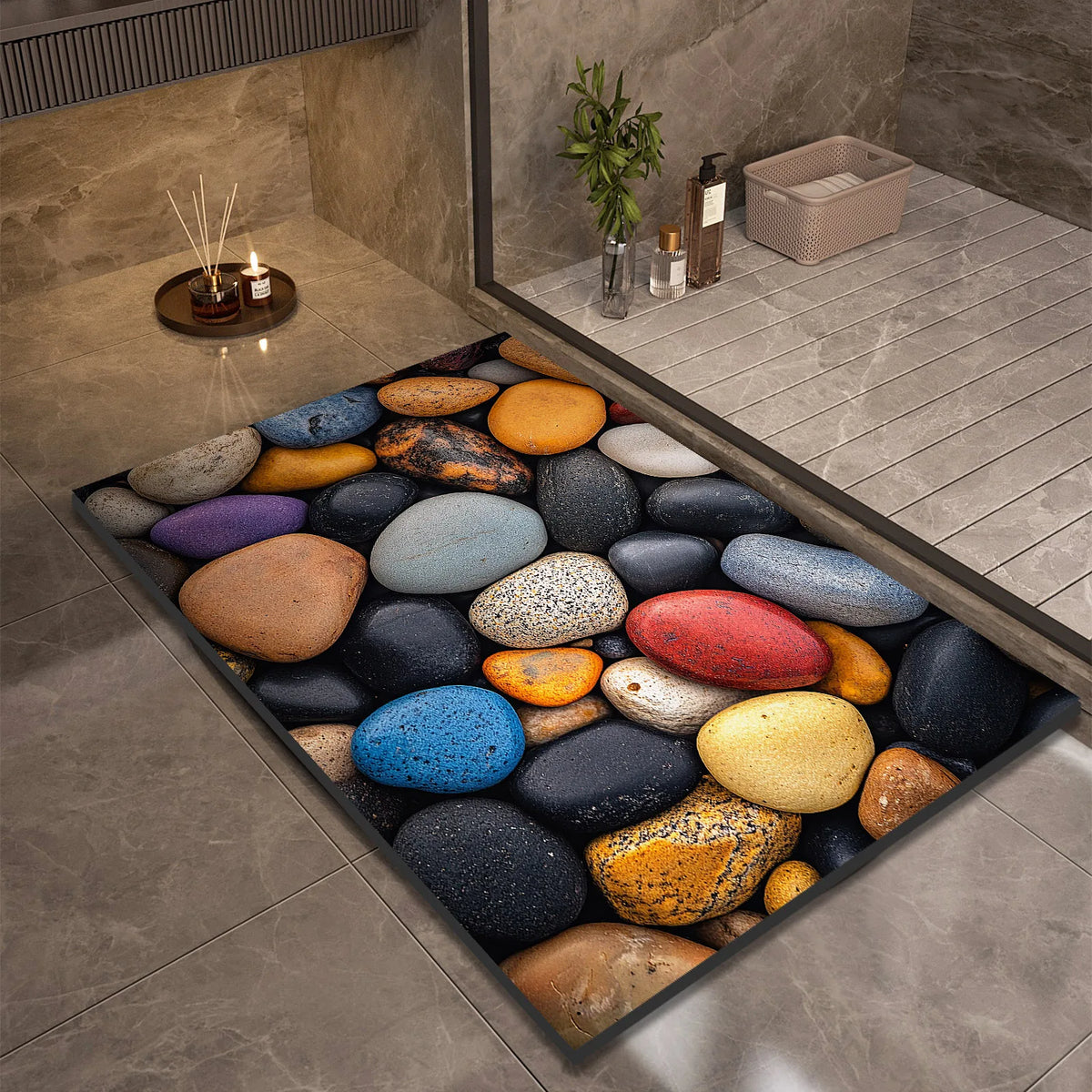 Stone Design Diatomite Bath Mat Bathroom Non-slip Shower Foot Mats Absorbent Quick Dry Toilet Rugs Carpet Doormat Washable from PriceLows™