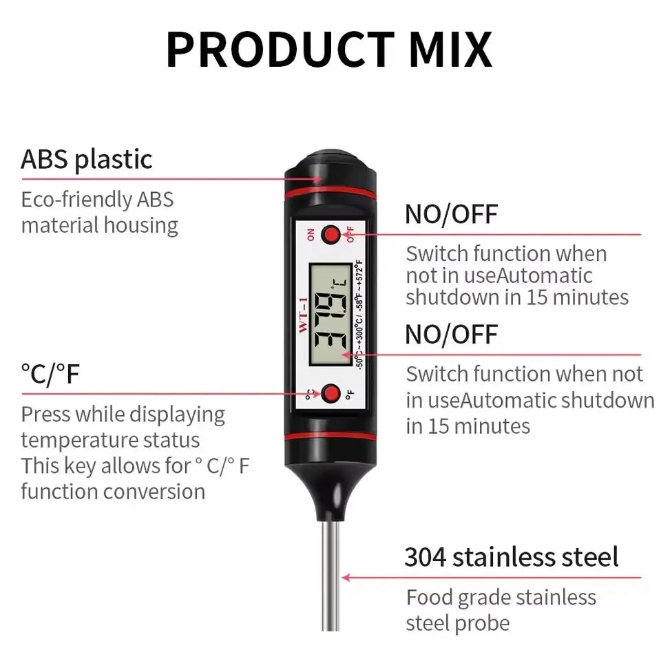 Digital Kitchen Thermometer | Stainless Probe | Meat And Oven Use | One Size from PriceLows™
