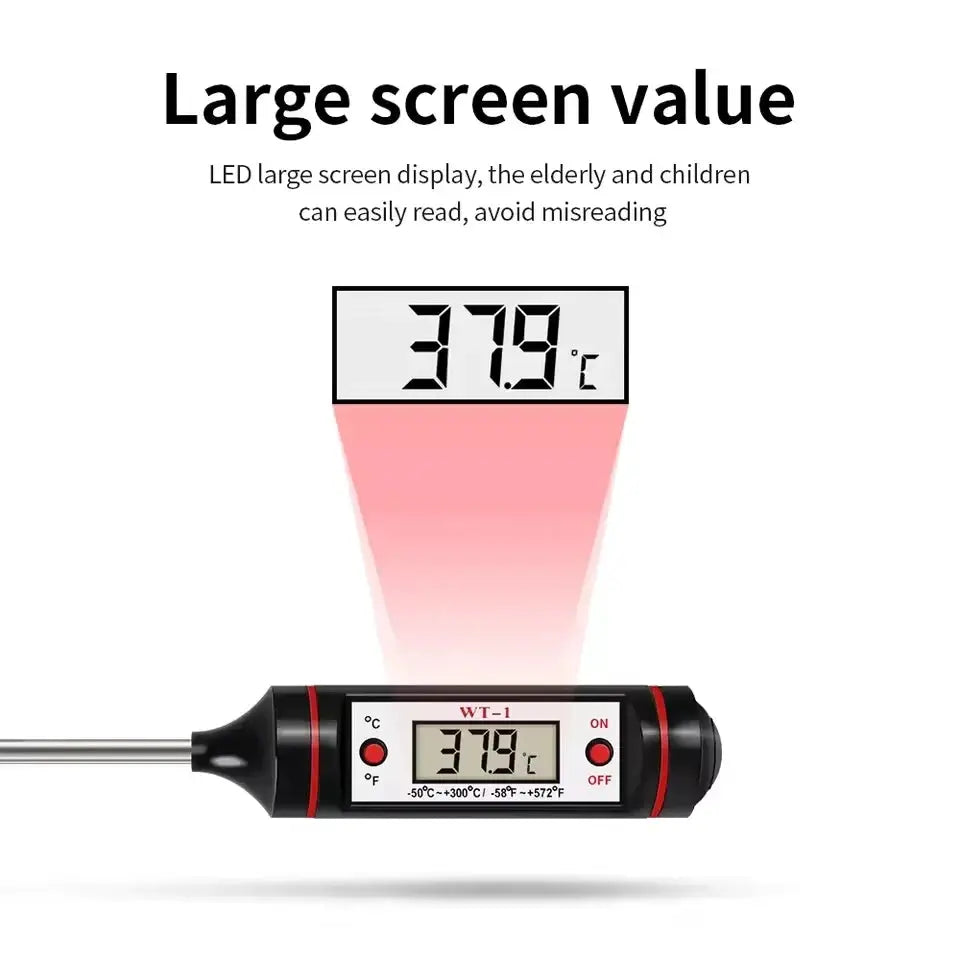 Digital Kitchen Thermometer | Stainless Probe | Meat And Oven Use | One Size from PriceLows™