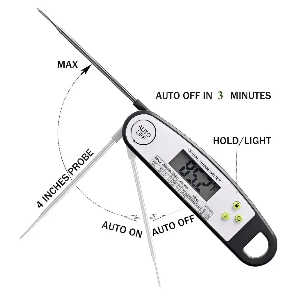 Instant Read Meat Thermometer Digital for Grilling, Cooking, BBQ - Fast & Accurate with Backlight from PriceLows™