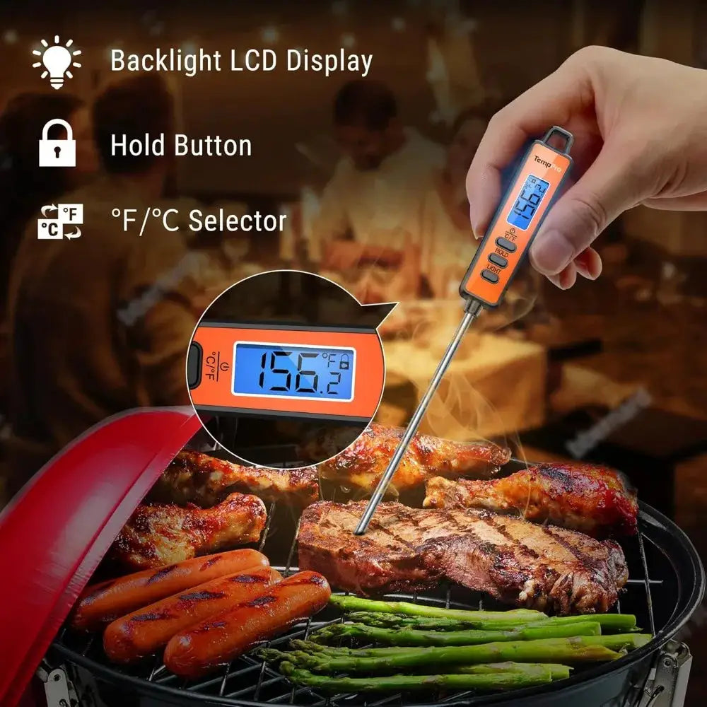 Digital Meat Thermometer for Cooking, Deep Frying, Candy - Instant Read with Super Long Probe, Backlit, Kitchen Gift from PriceLows™