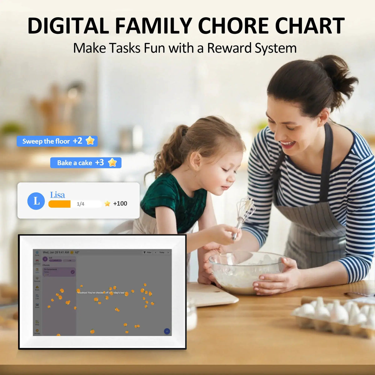 New Version Digital Calendar Touch Screen Smart 10.1 Inch Times Frame for Family Schedules Digital Photo Frame Home Assistant from PriceLows™