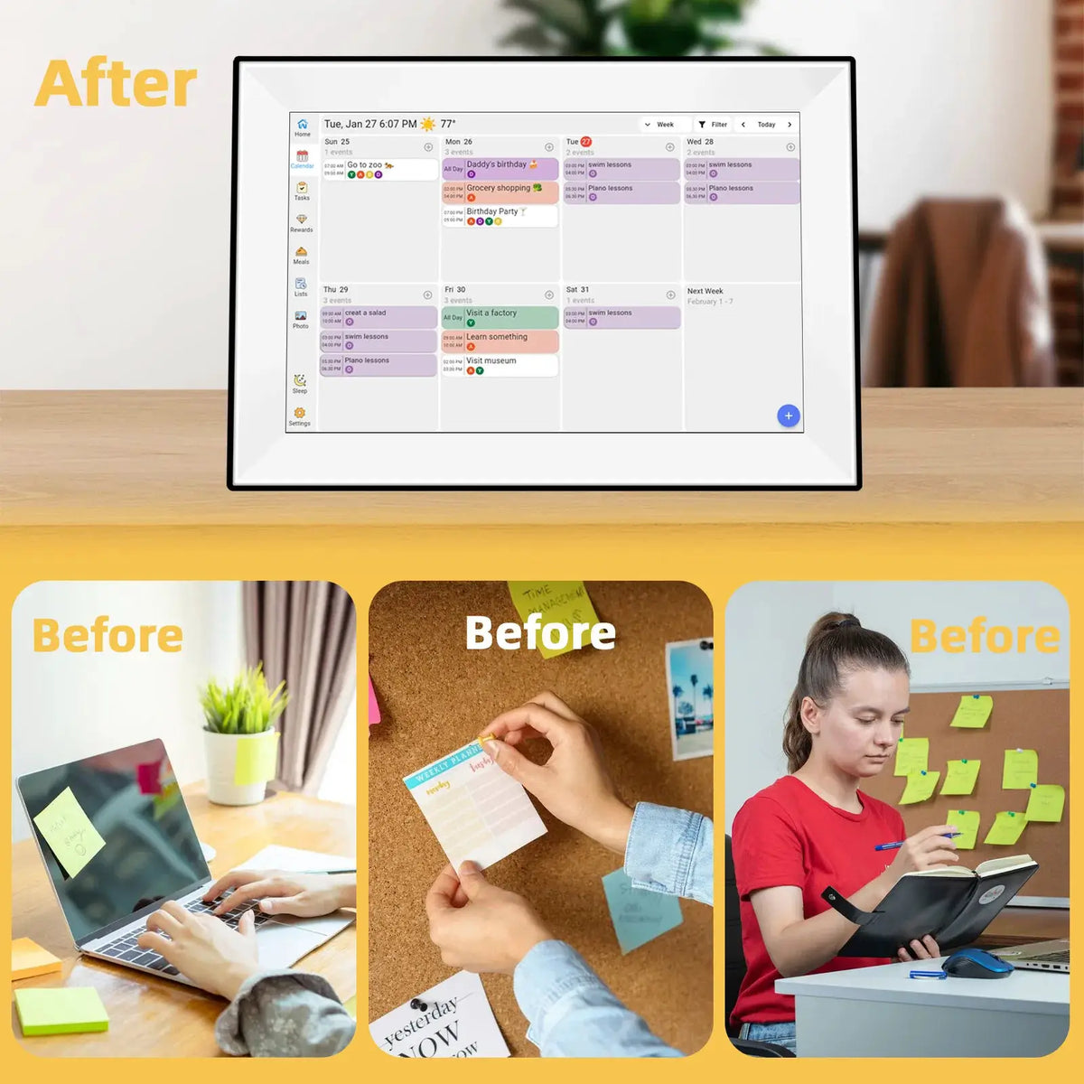 New Version Digital Calendar Touch Screen Smart 10.1 Inch Times Frame for Family Schedules Digital Photo Frame Home Assistant from PriceLows™