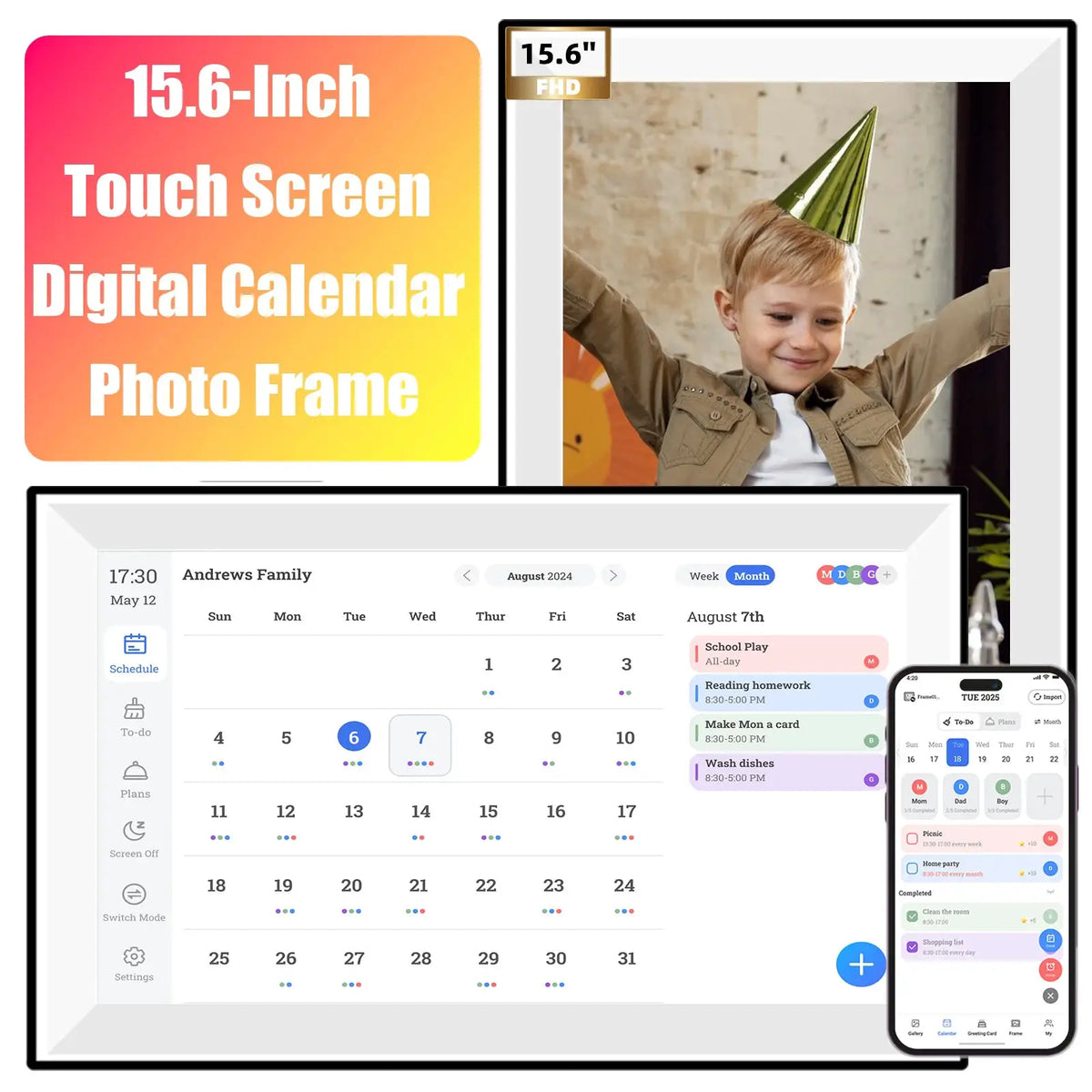Digital Photo Frame | 15.6 Inch Display | 1920x1080 Full HD | 64 GB Memory from PriceLows™