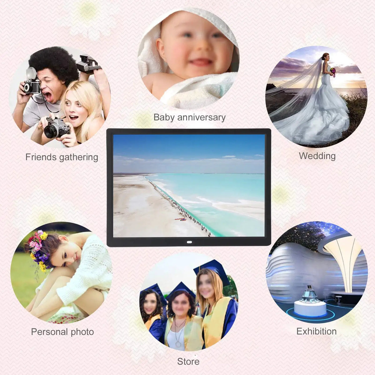1024x768 Digital Frame 15in HD Digital Photo Frame 1024x768 Resolution Support MP3/MP4/Image Playback 100V‑240V from PriceLows™