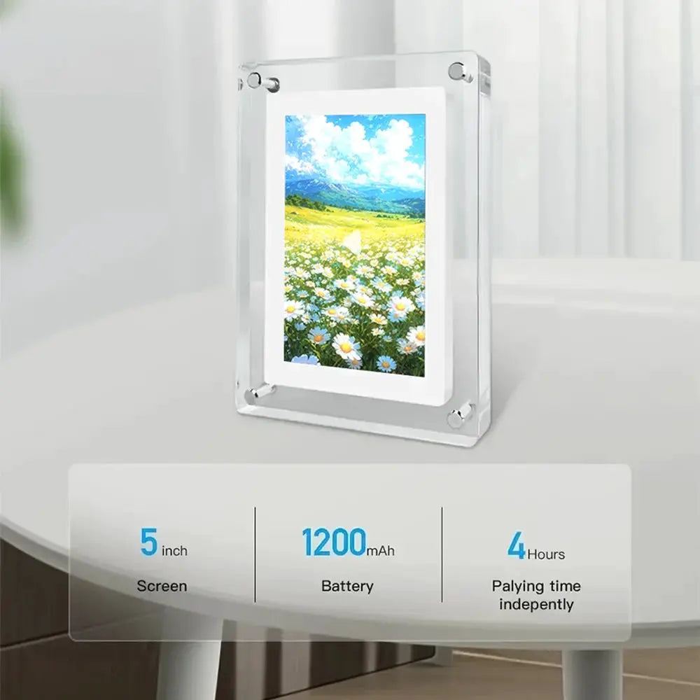 5inch IPS Screen Acrylic Digital Photo Frame 4GB Memory Rechargeable Battery Auto Rotate Portable Digital Picture Frame from PriceLows™