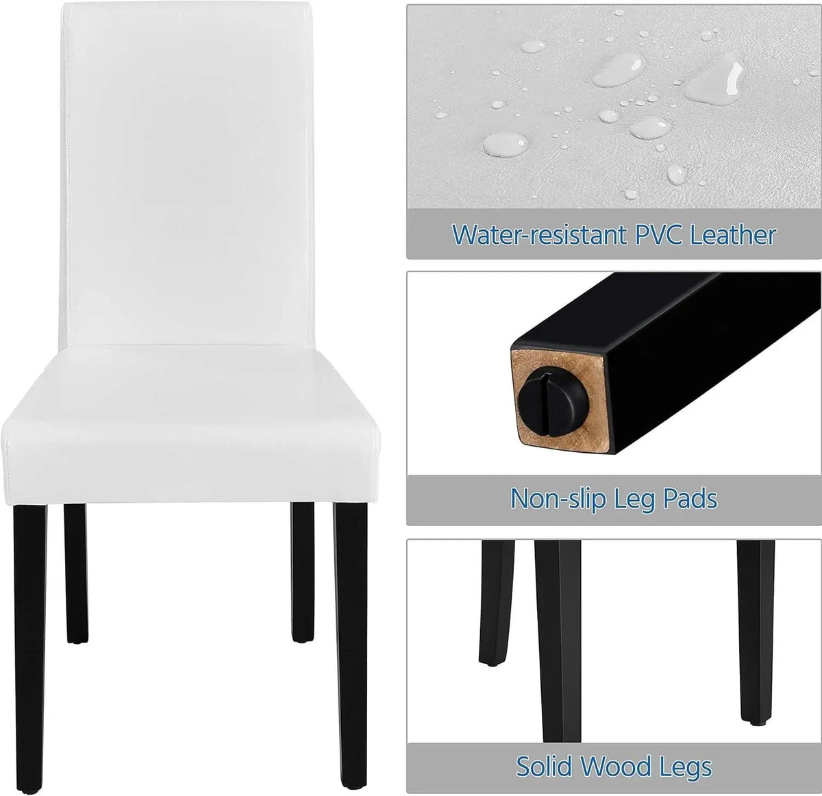 Dining Chair Set Of 4 White Faux Leather Parson Chairs from PriceLows™