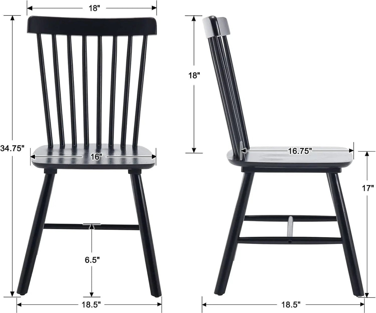 Windsor Spindle Back Dining Chair Armless Black Wood from PriceLows™