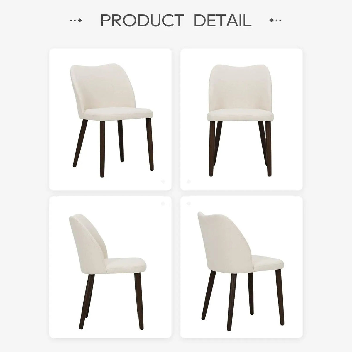 Beige Upholstered Dining Chairs With Wood Legs Set Of 6 from PriceLows™