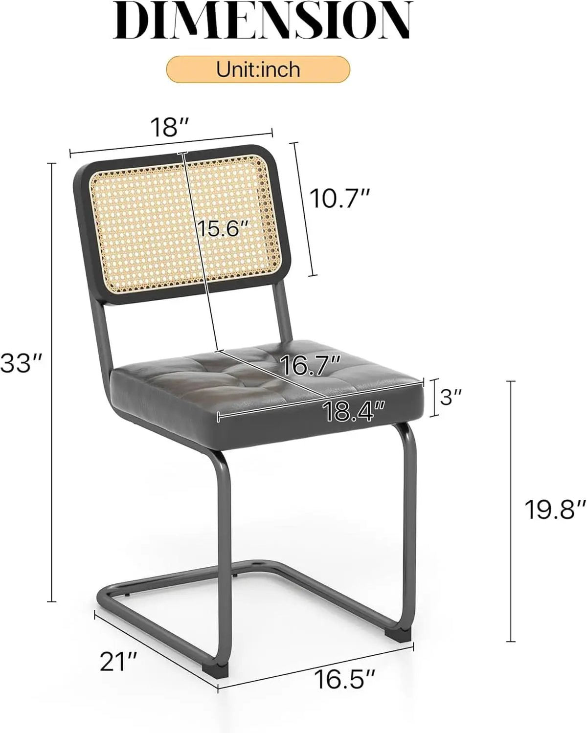 Mid Century Upholstered Cantilever Dining Chairs Black from PriceLows™