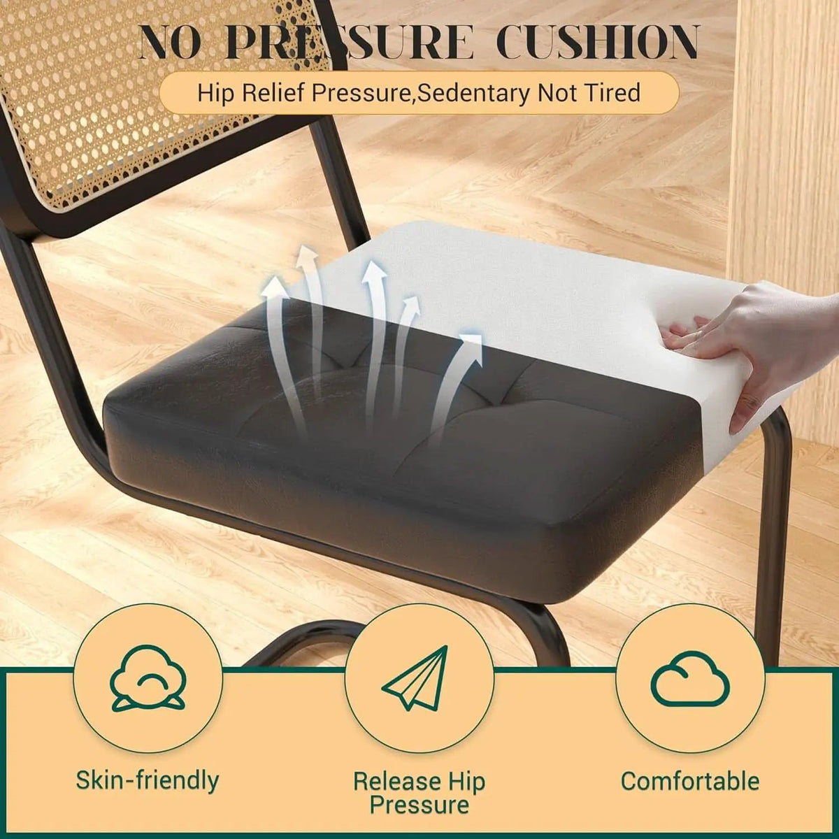 Mid Century Upholstered Cantilever Dining Chairs Black from PriceLows™