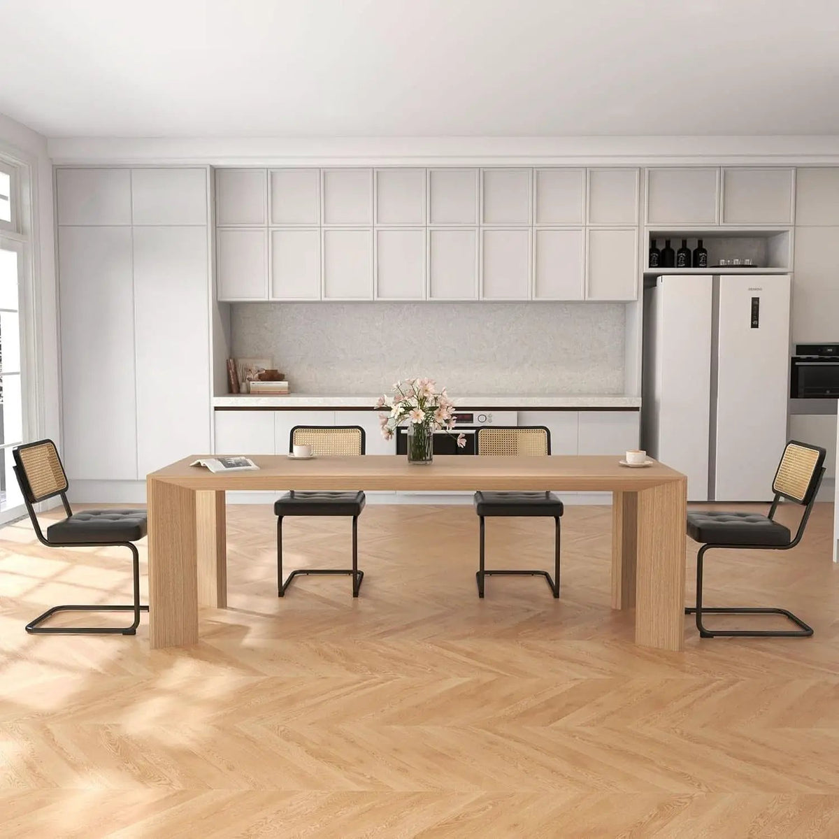 Mid Century Upholstered Cantilever Dining Chairs Black from PriceLows™