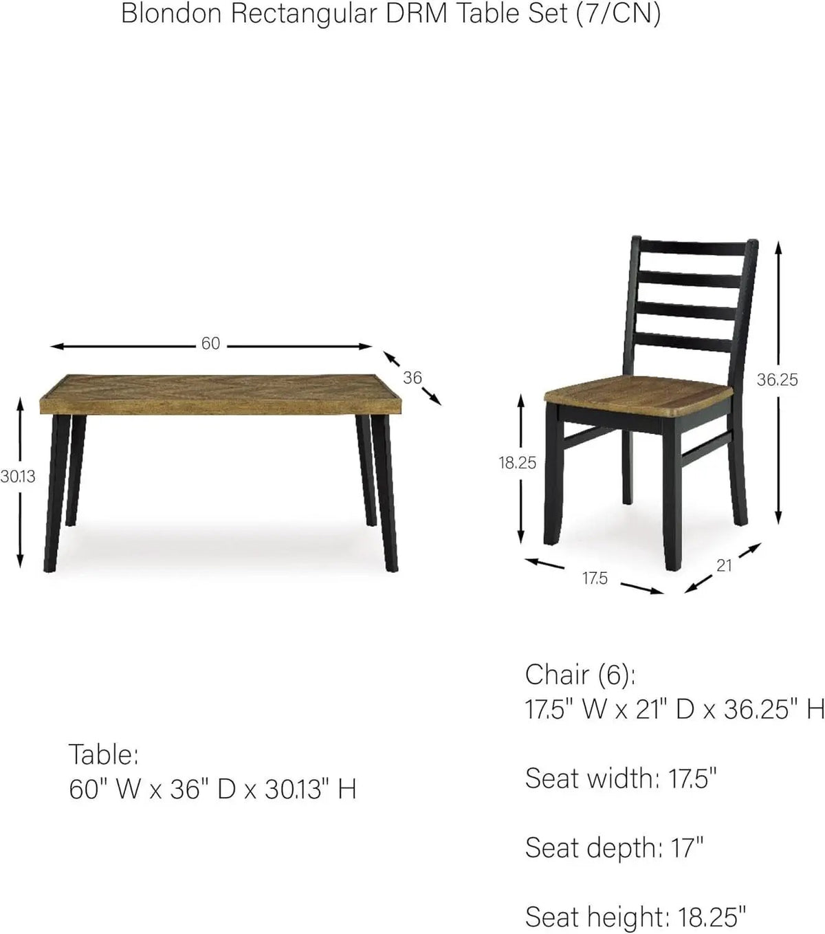 Blondon 60 Inch Solid Wood Dining Set Brown Finish Durable Construction from PriceLows™
