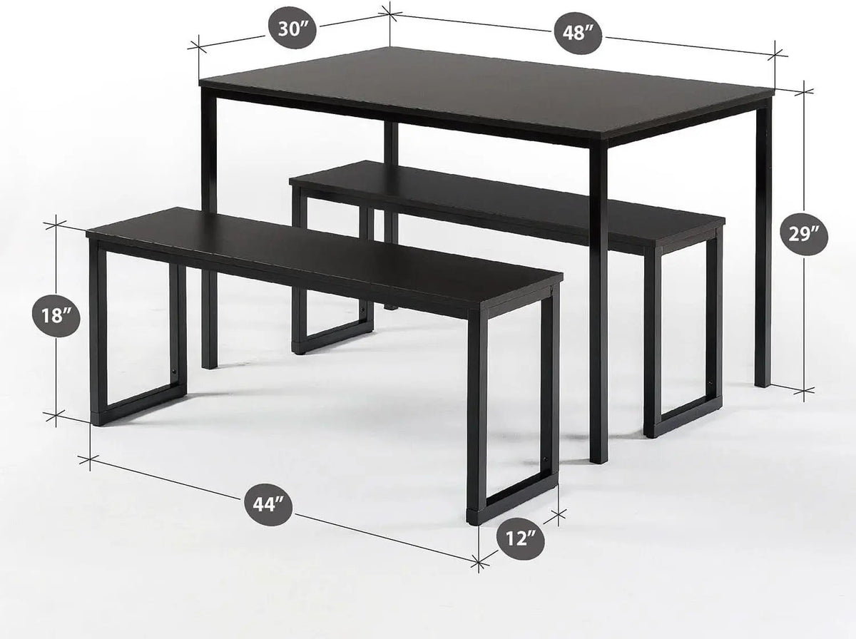 Espresso Textured Metal Frame Dining Table Benches from PriceLows™