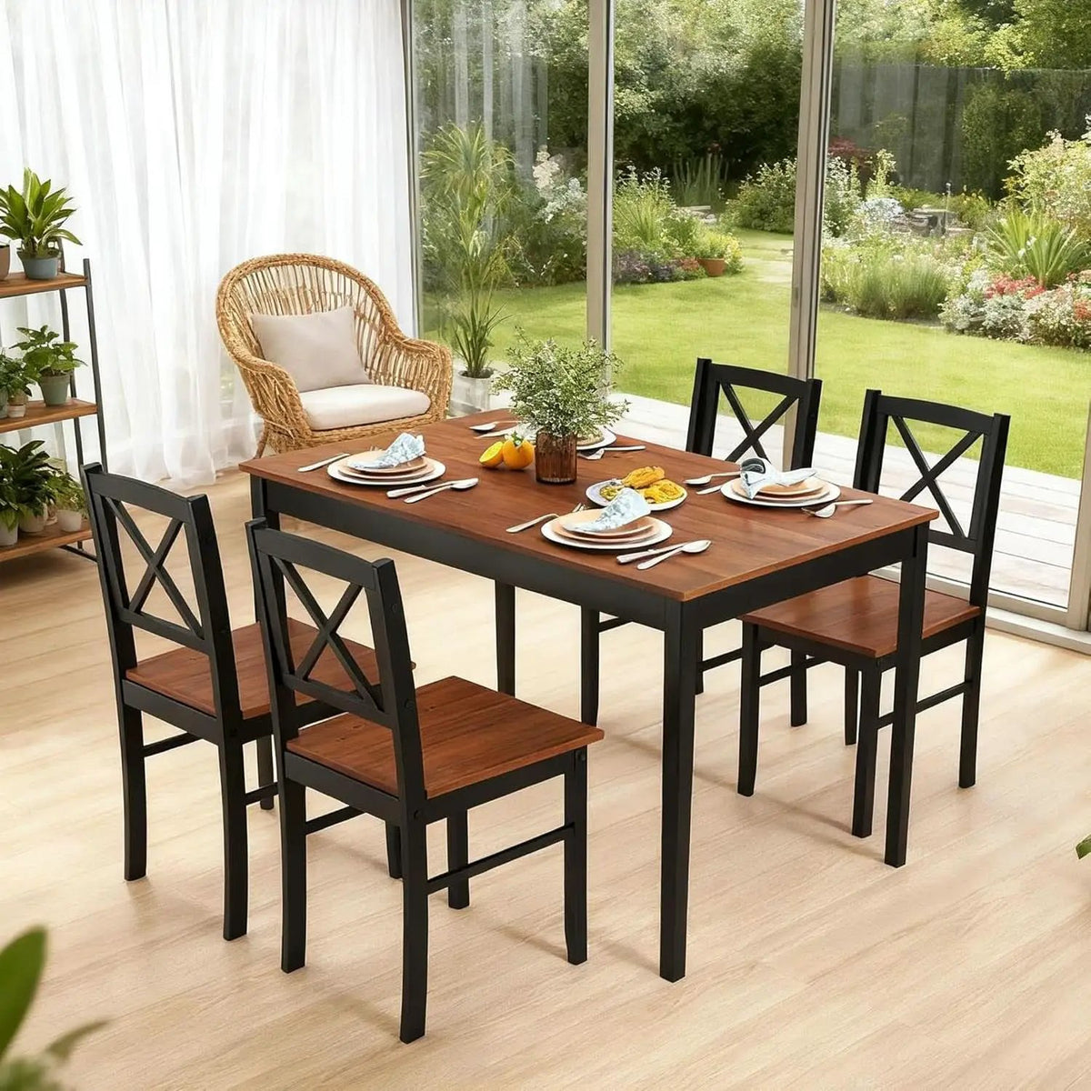 Executive Solid Rubber Wood Space Saving Dining Set from PriceLows™