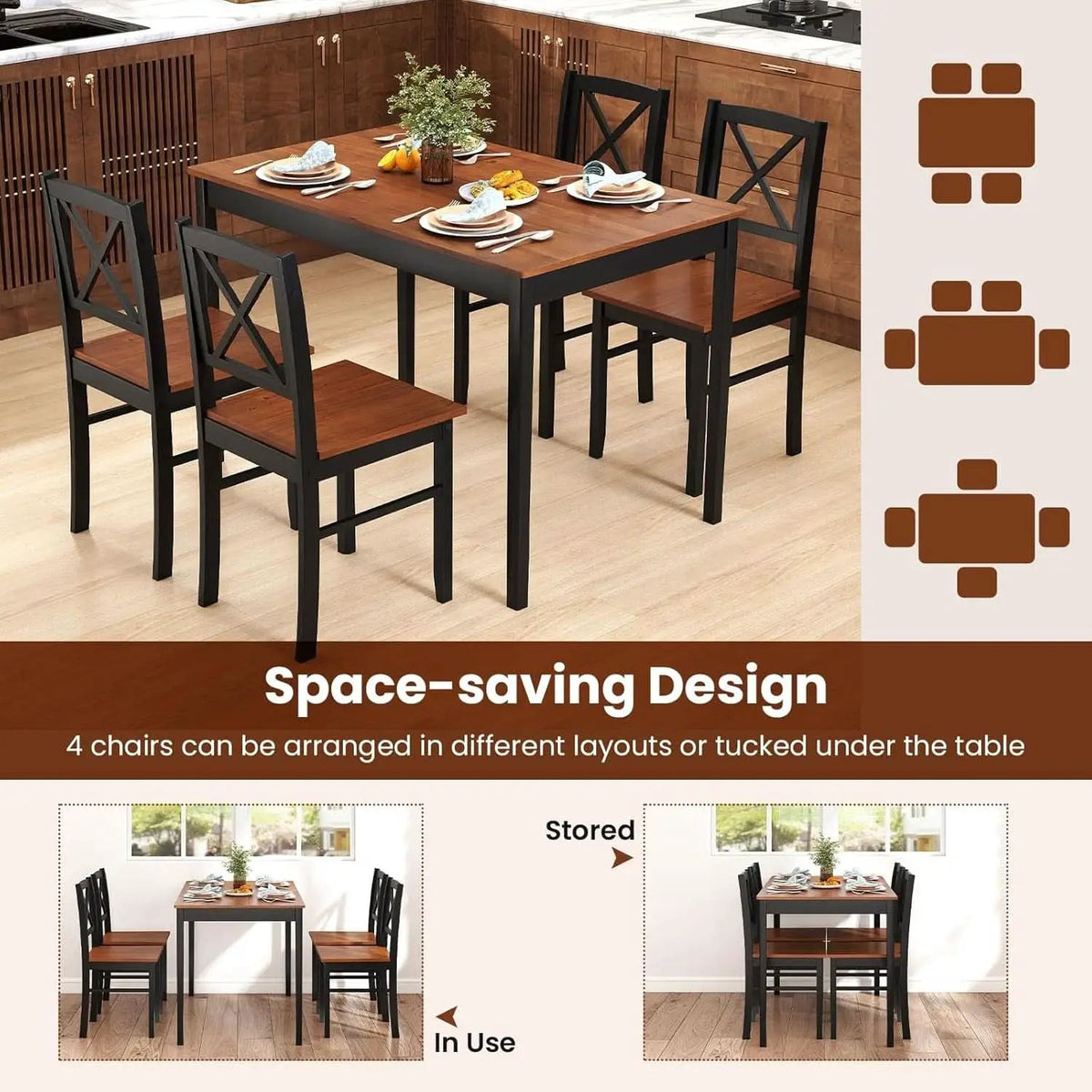 Executive Solid Rubber Wood Space Saving Dining Set from PriceLows™